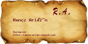 Rencz Arián névjegykártya